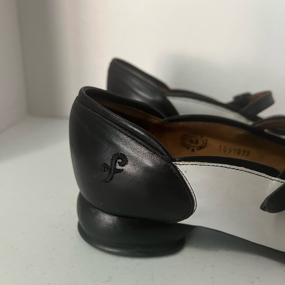 John Fluevog Sandra Mary Jane 9.5 BlackWhite Leather Retro Fellowship Collection - Picture 5 of 13